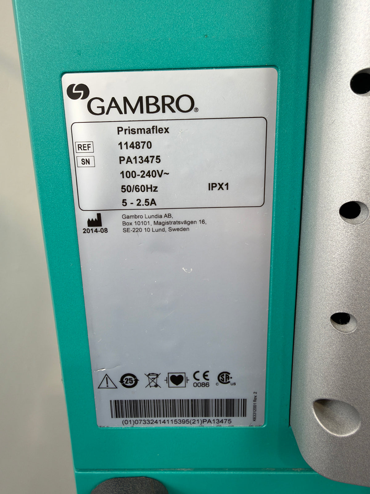 Gambro Prismaflex CRRT-Dialysegerät – Defekt / Ersatzteilträger