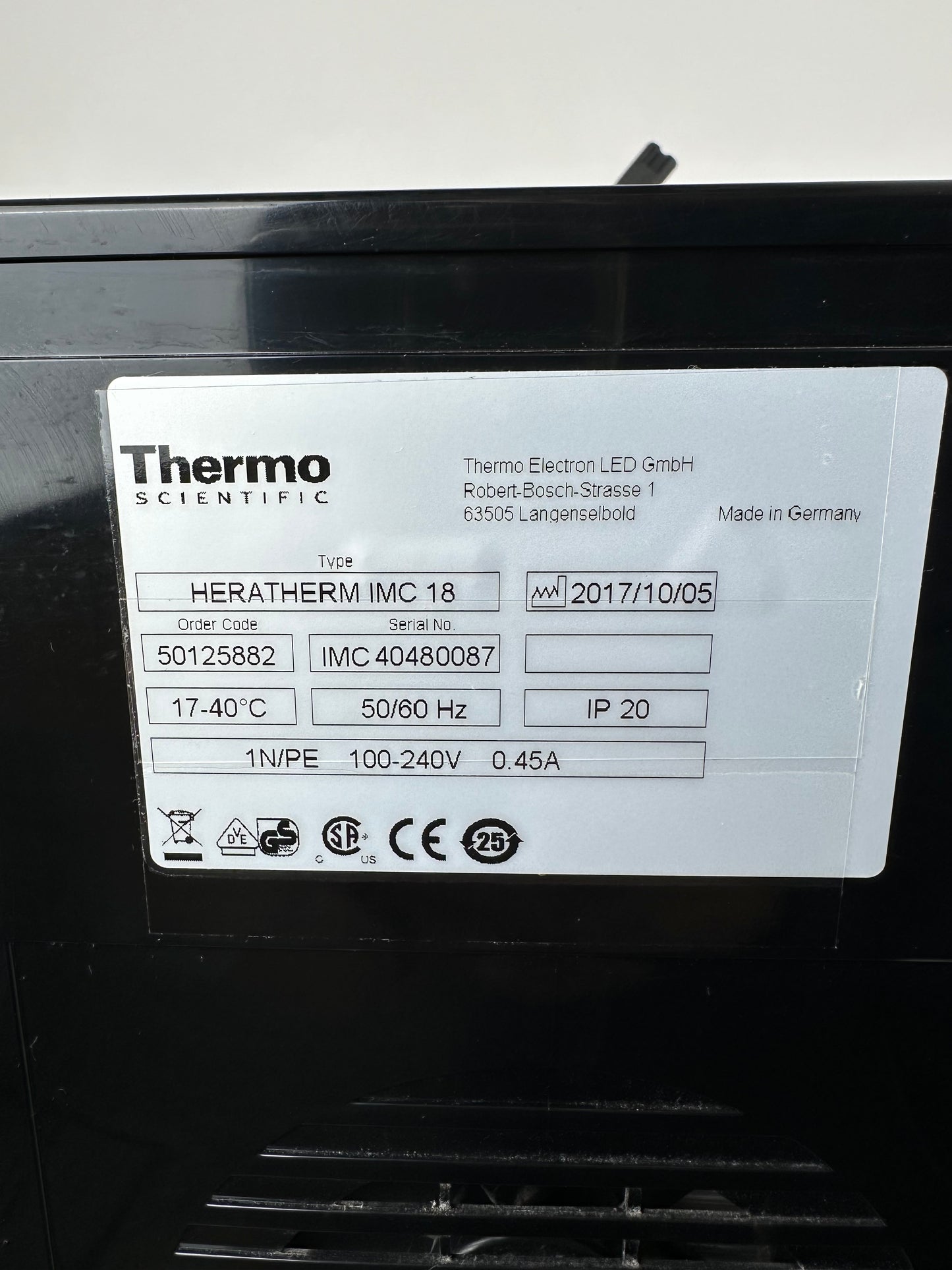 Thermo Scientific Brutschrank HeraTherm IMC18 2017
