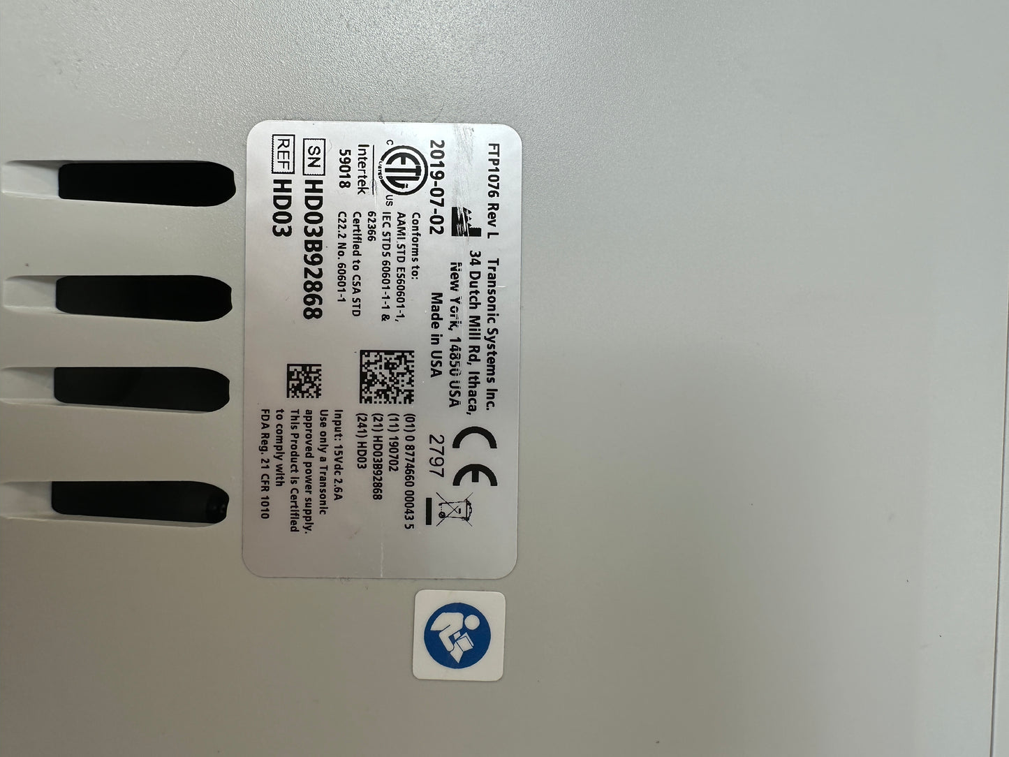 Transonic Hemodialysis Flow-QC HD03