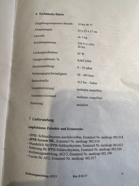 Medicap Homecare GmbH Aero Life 3 IPPB-Überdruckinhaltionsgerät