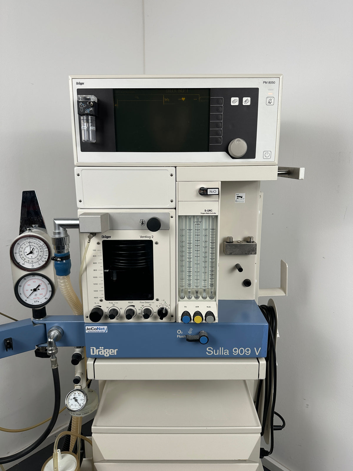 Dräger Sulla 909V Blue Anesthesia Ventilator & PM8050 Ventilog 2