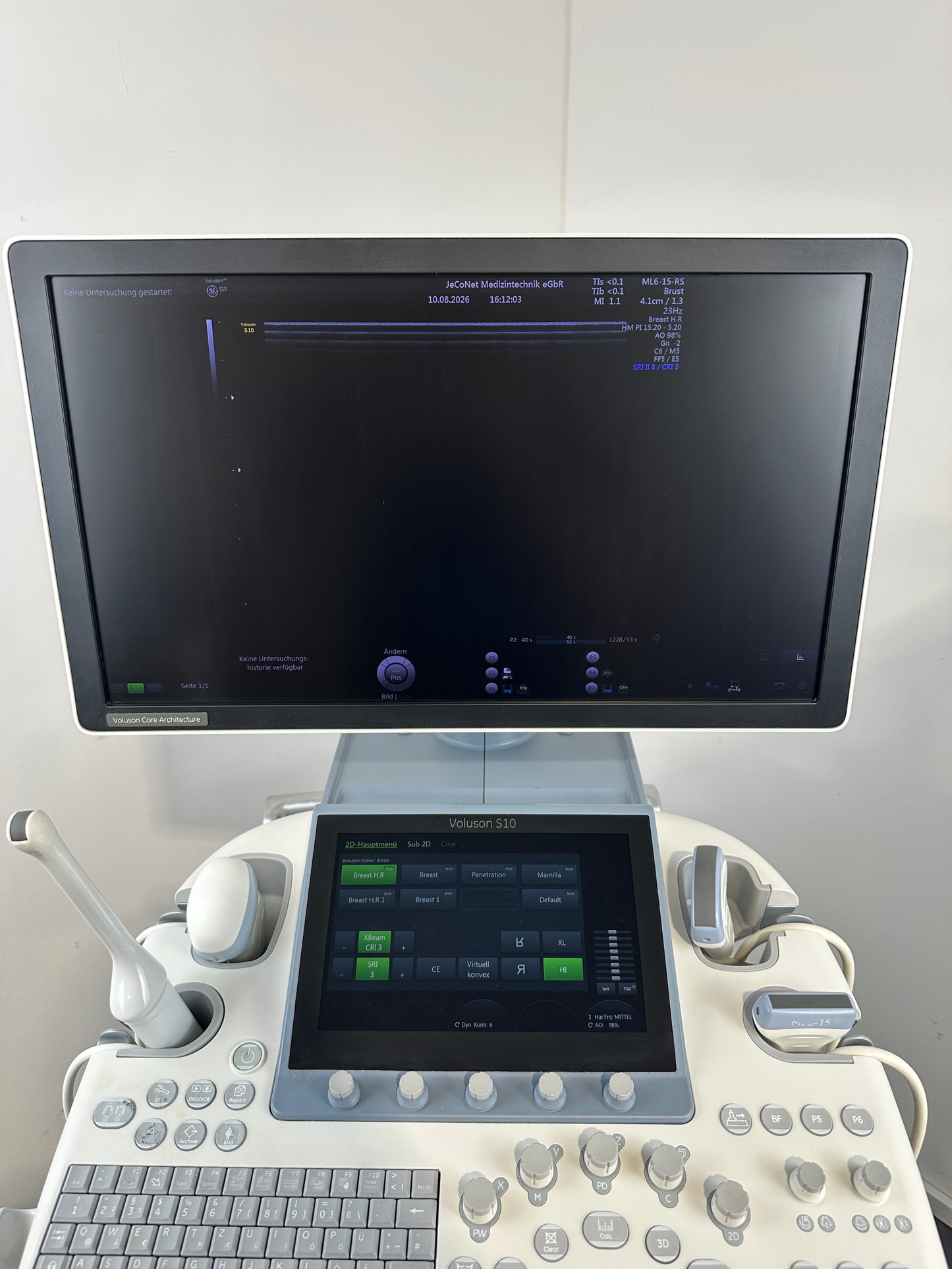 GE Voluson S10 BT16 Ultraschallgerät – Bj. 2016 – 4 Sonden ML6-15 / C1-5 / RAB6 / IC9 – 3D/4D