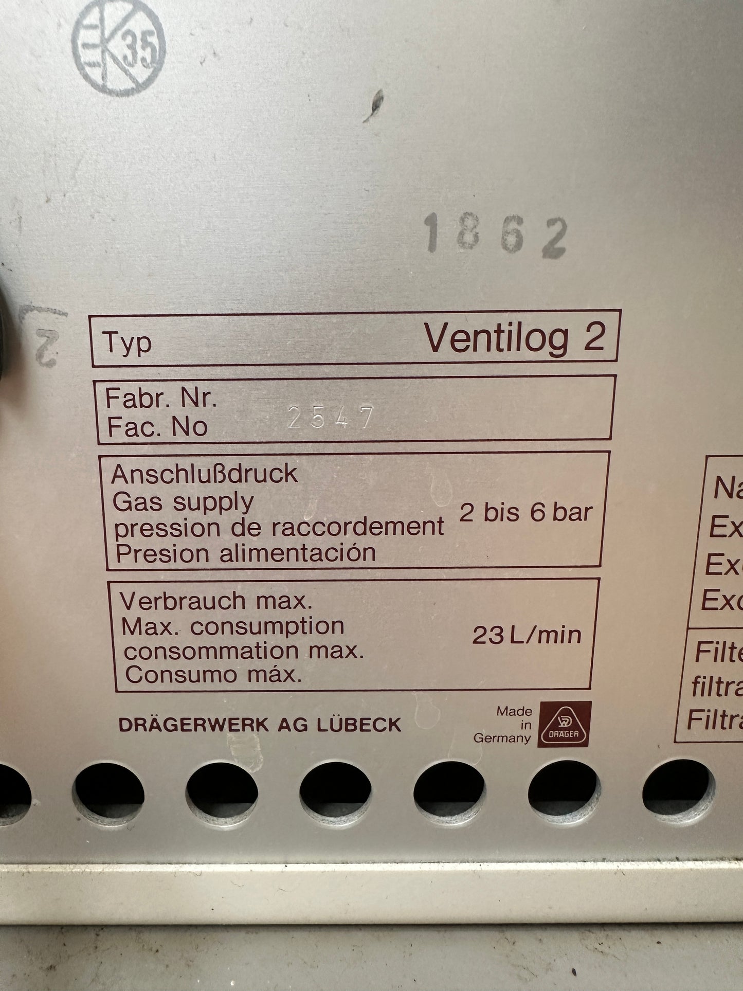 Dräger Sulla 800 V anesthesia ventilator
