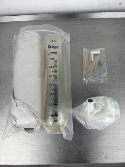 Dräger 2M85594 Secretion Bottle Set 700 ml – 2 bottles incl. lid, suction hose & connector – New item