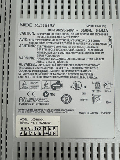 NEC MultiSync LCD1810X Medizinischer Monitor