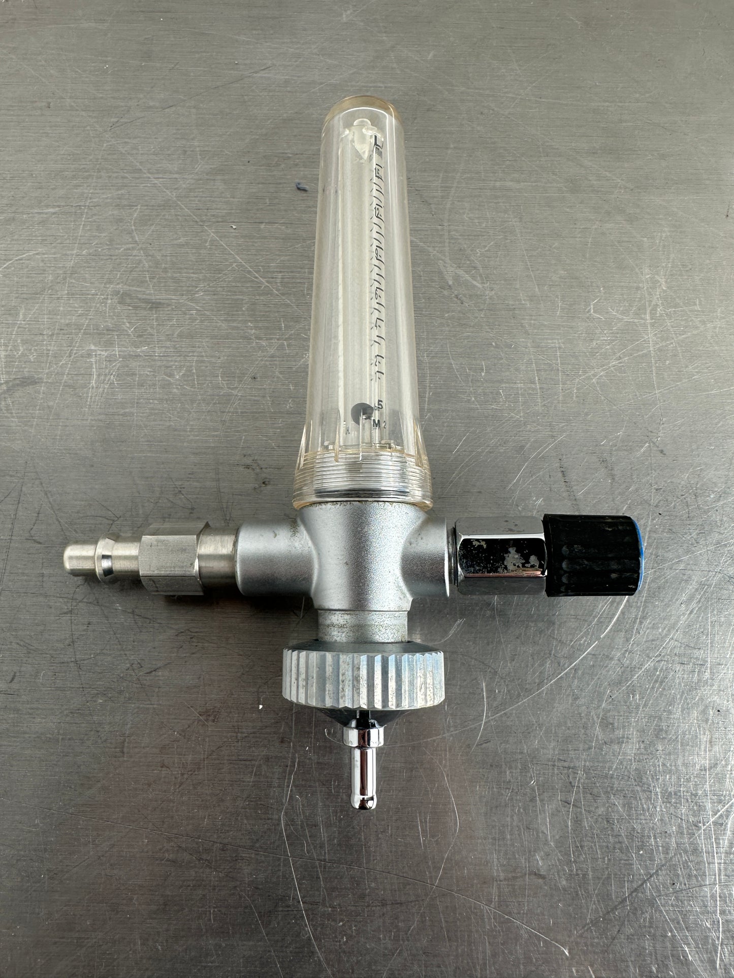 Gas-Durchflussmesser (Rotameter) Durchflussregler für Sauerstoff O₂ (1-15l/min)