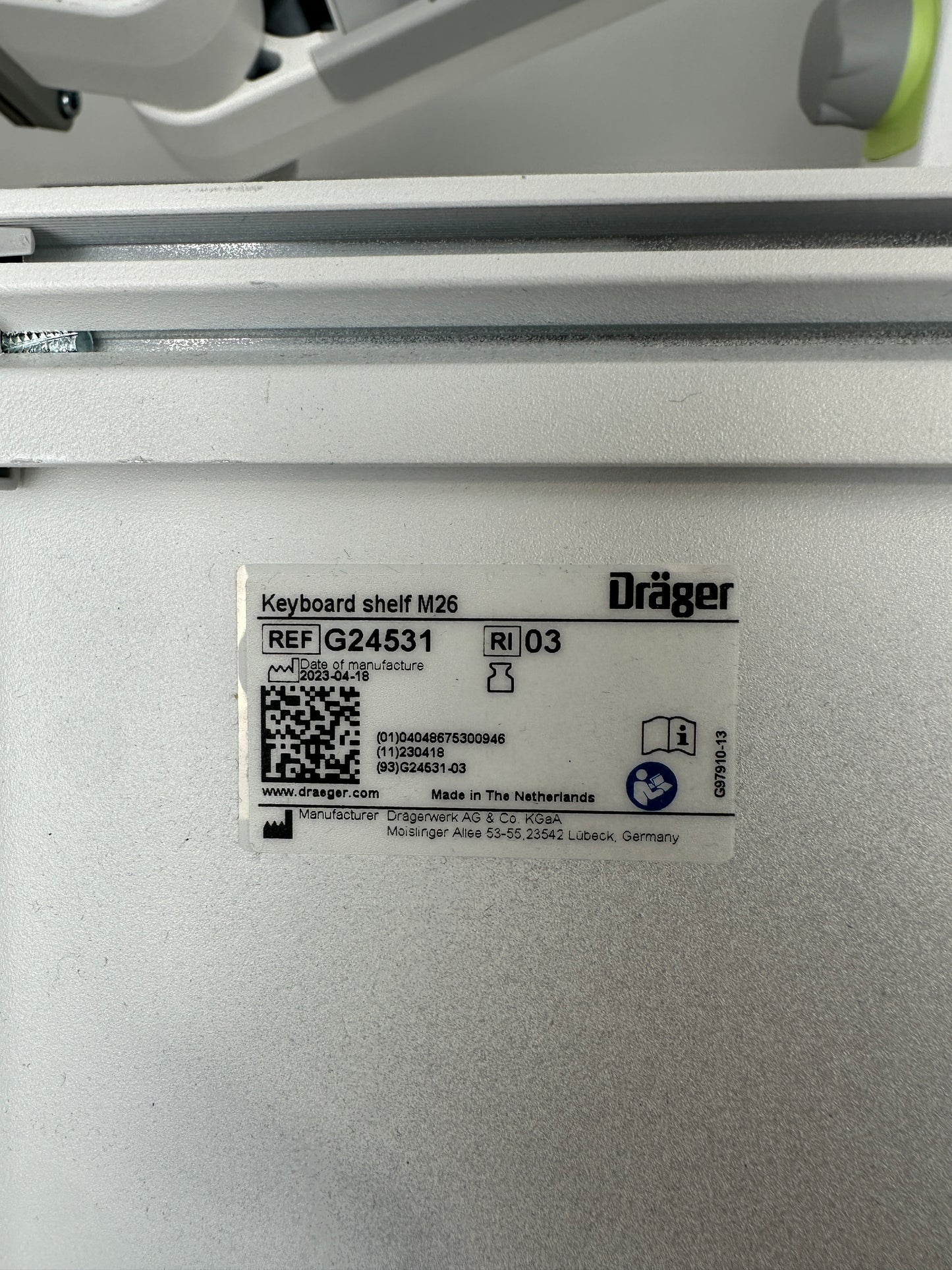 Dräger GCX-Vesa G37949 Tastaturablage mit Auszug und Monitorhalter 30cm Ausleger gerade
