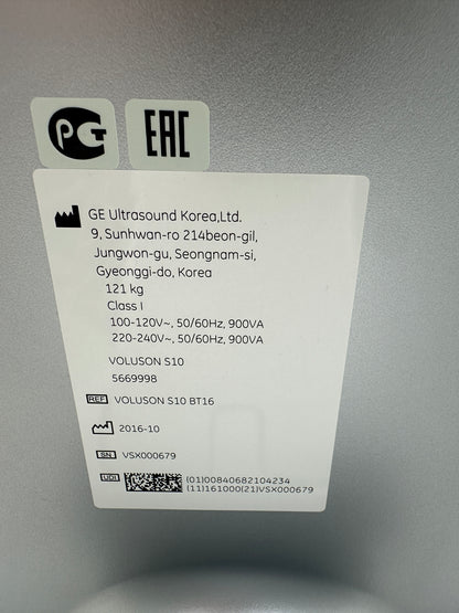 GE Voluson S10 BT16 Ultraschallgerät – Bj. 2016 – 4 Sonden ML6-15 / C1-5 / RAB6 / IC9 – 3D/4D