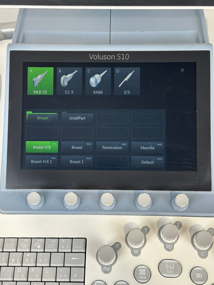 GE Voluson S10 BT16 Ultraschallgerät – Bj. 2016 – 4 Sonden ML6-15 / C1-5 / RAB6 / IC9 – 3D/4D