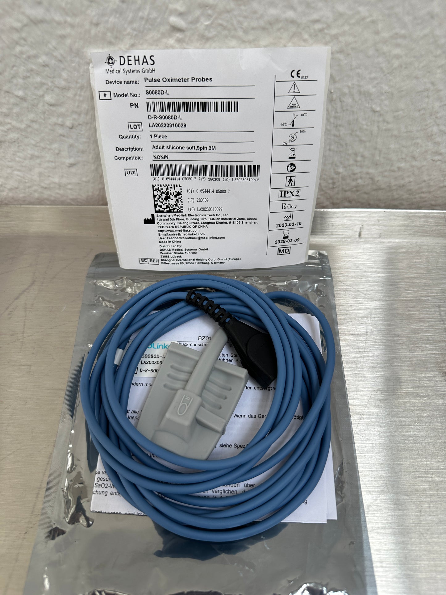 Dehas Medical Finger Clip 9-Pin S0080D-L SpO2 Fingersensor
