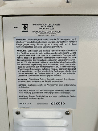 Heamonetics Cell Saver 5 autotransfusion device