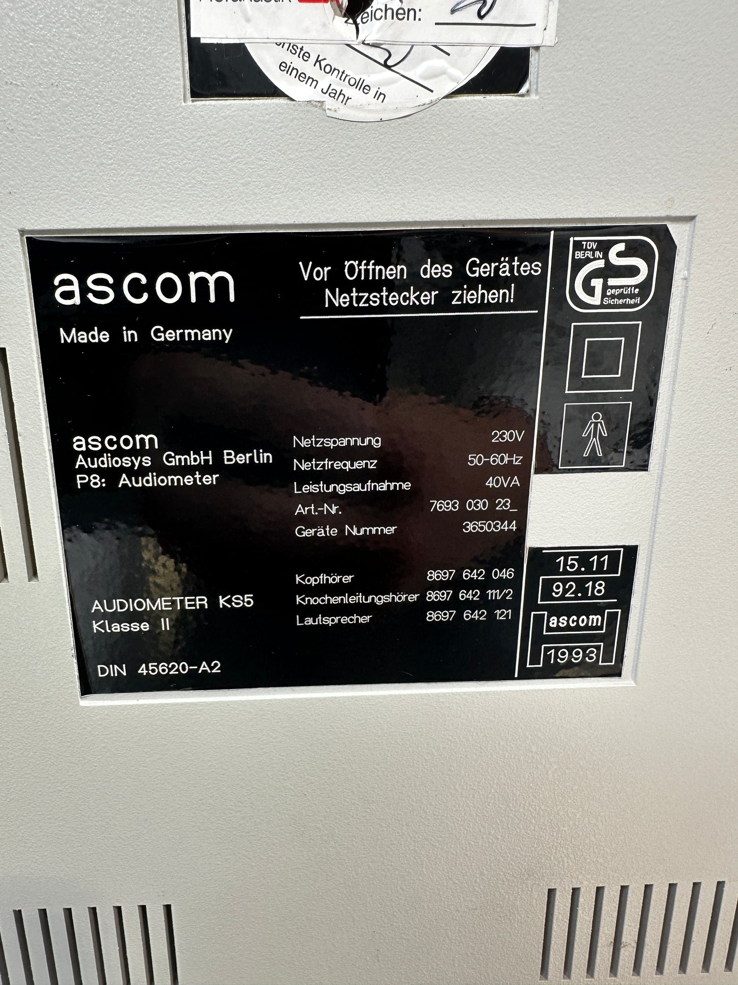 Maico / Ascom KS5 2-Kanal HNO Audiometer