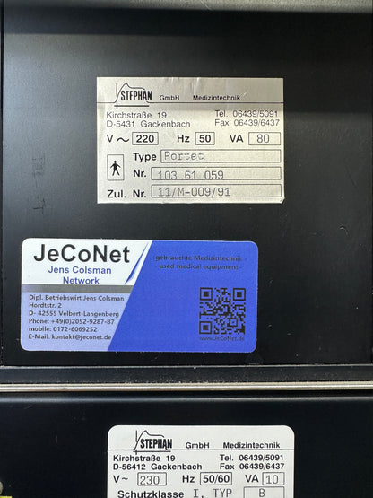 Stephan Portec GME 3 Narkosegerät mit O2 Monitor